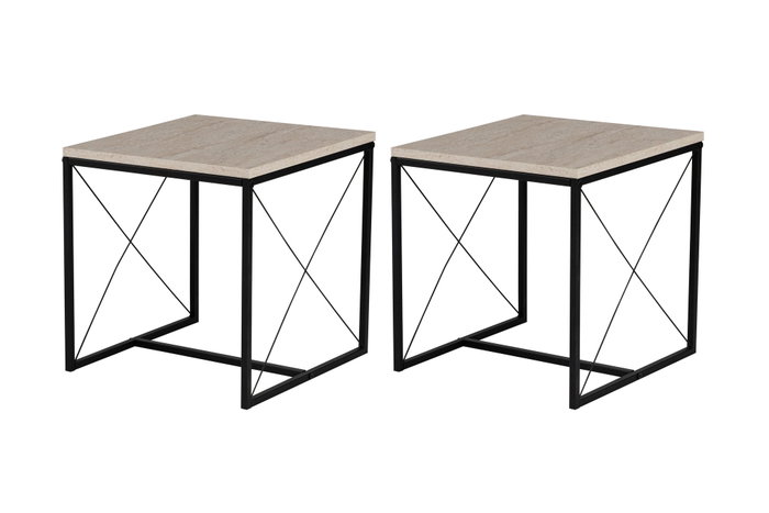 Hanah Home Juego de Mesas de Café Defne - Negro, Travertine